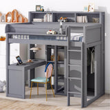 Modern Grey Twin Size Loft Bed with Built-in Desk and Ample Storage by Bekeknlny Bekeknlny