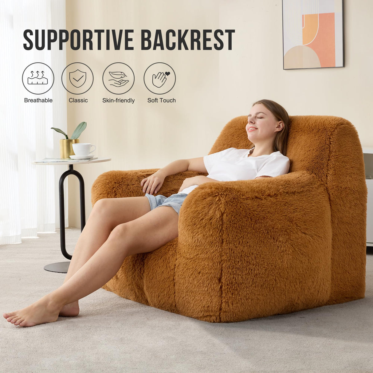 Hobestluk Bean Bag Chair Giant Bean Bag Chairs for Adults, Bean Bag Sofa Chair with Armrests, Oversize Beanbag Couch Comfy Chair for Bedroom, Living Room, Dorm and Office Hobestluk