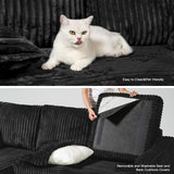 Belffin U Shaped Couch with Reversible Chaises Sectional Couches for Living Room Sectional Couch with Ottomans Corduroy (Black, U Shaped) Belffin