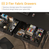 DLisiting Computer Desk with Fabric Drawers for Home Office Bedroom, 40 Inch Small Gaming Desk with 2 Drawers, Study Writing Table PC Desks, Black DLisiting