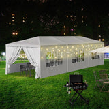 10' x 30' Outdoor Canopy Tents with 8 Detachable Sidewalls, White Patio Gazebo Tent, Shelter Shade Tent with Windows for Party, Wedding, Birthday, Events, Gatherings and Patio OLLIDOT