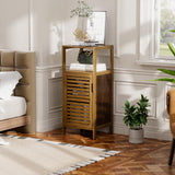 HITNET Bathroom Cabinet, Bamboo Floor Cabinet Free Standing, 4 Tier Sofa Side Storage Cupboard for Living Room Kitchen Bedroom, Walnut HITNET