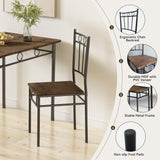 AMICLIBER Dining Table Set for 4, 5-Piece Kitchen Table and Chairs, Rectangular Dining Room Table Set with 4 Chairs, Space-Saving Kitchen Table Set for Small Space,Dinette,Apartment,Retro Brown AMICLIBER