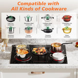 Traenvir 30 Inch Electric Cooktop, 5 Burner 8400W Built-in Electric Stovetop, Ceramic Cooktop with Expanded Zone, Slide Touch Control, Timer, Child Safety Lock, Pause, 220V - 240V Hard Wire, No Plug Traenvir