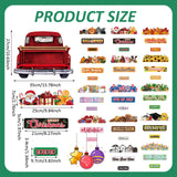 Suzile 43 Pcs Interchangeable Christmas Welcome Sign for Front Door Farmhouse Truck Porch Hanging Decor with 42 Interchangeable Seasonal Sign Wooden Wall Outdoor Christmas Thanksgiving Ornament(Red) Suzile