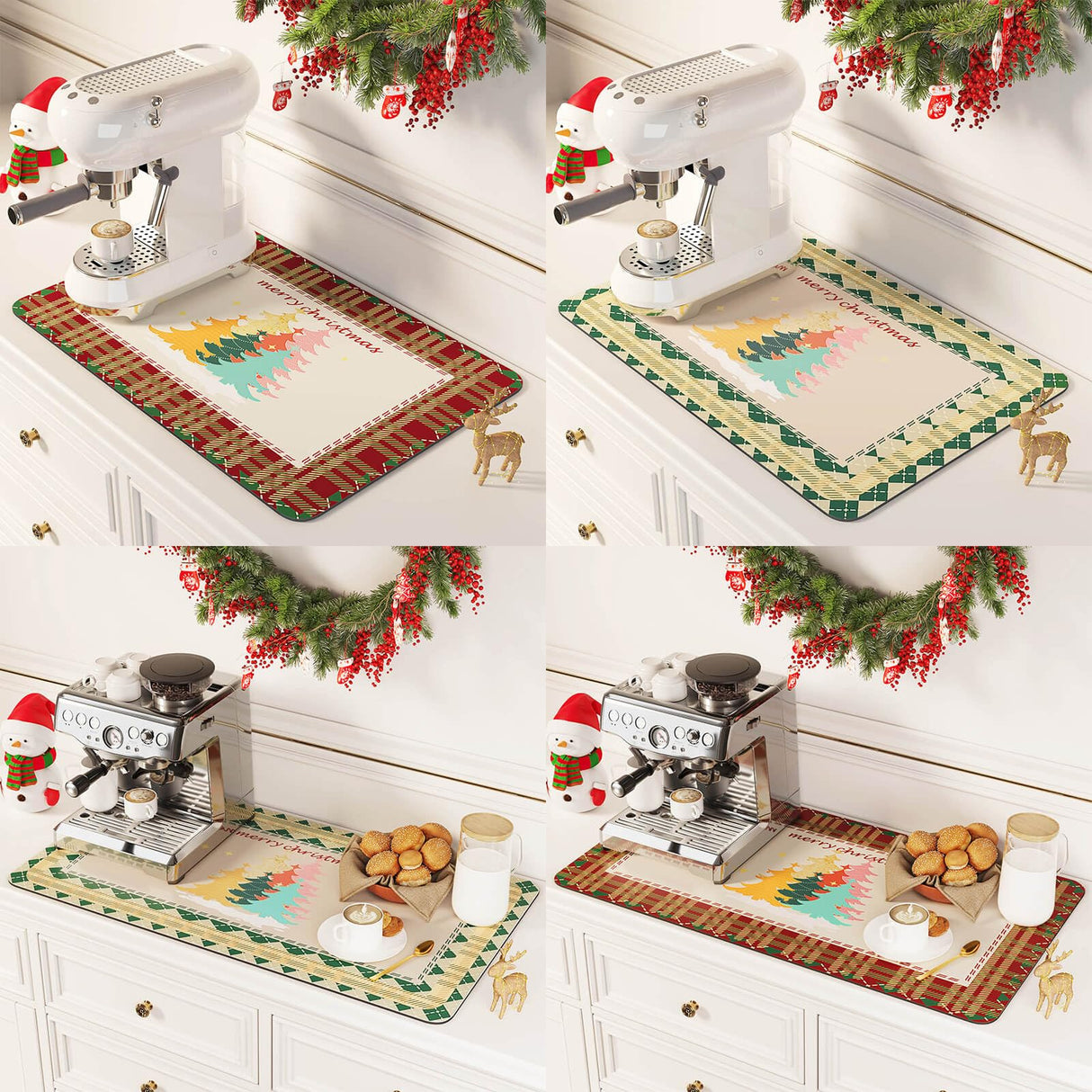 DK177 Coffee Mat Coffee Bar Mat Hide Stain Absorbent Drying Mat with Waterproof Rubber Backing Fit Under Coffee Maker Coffee Machine Coffee Pot Espresso Machine Coffee Bar Accessories DK177