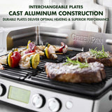 GreenPan Elite XL Smoke-less Grill and Griddle, Healthy Ceramic Nonstick Interchangeable/Removeable Cast Aluminum Plates, Indoor BBQ Sear Sizzle, LCD Display, Splash Guard, Drip Tray, PFAS-Free, Black GreenPan