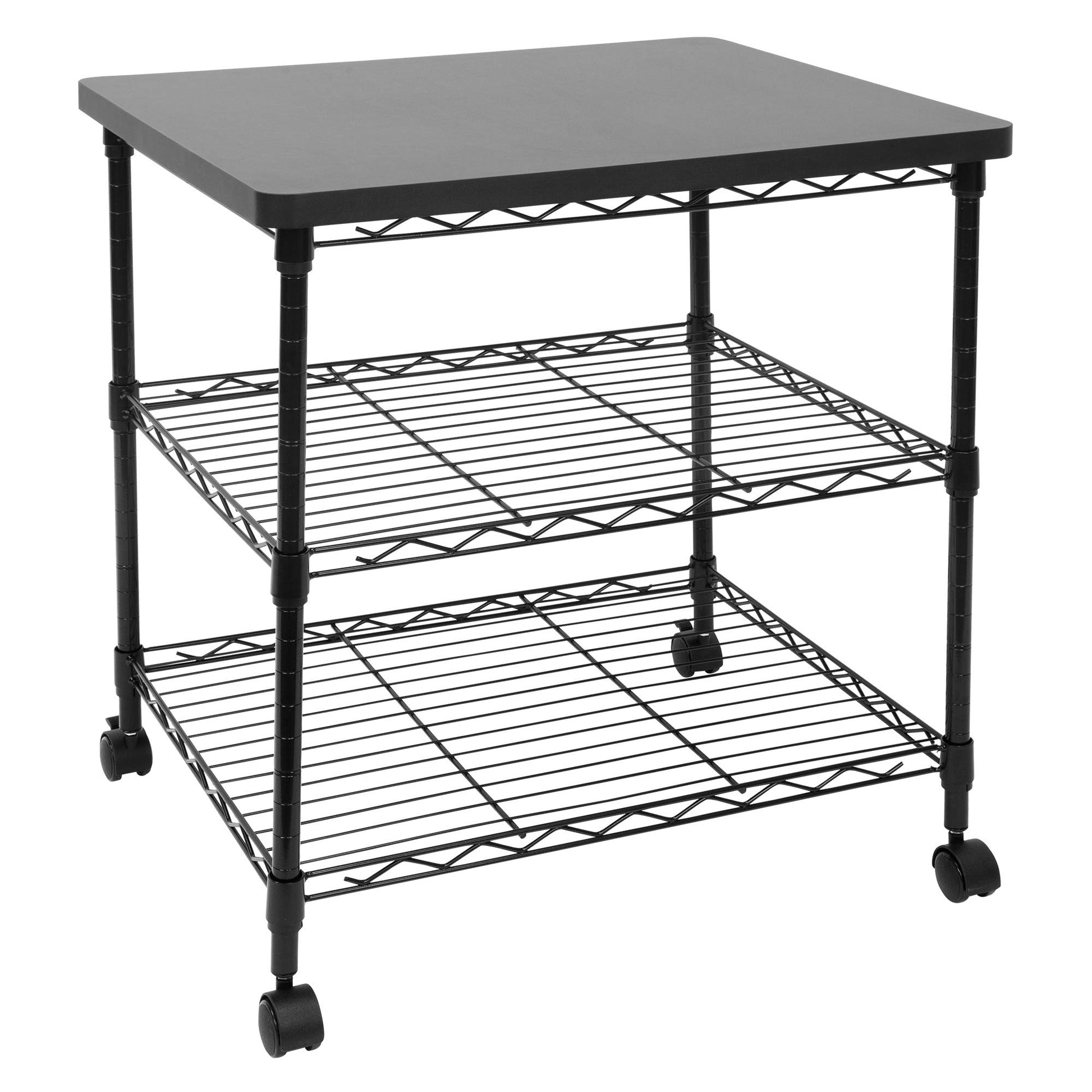 Mount-It! Printer Stand With Wheels | 3-Tier Large Printer Cart With Storage Shelves For 3D & Laser Printer, Scanner, Heat Press | Rolling Metal Utility Table For Home and Office Use, 200 Lbs - WoodArtSupply