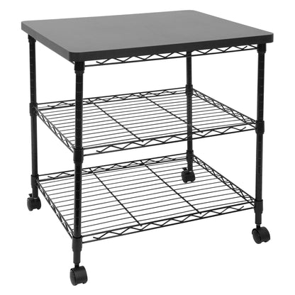 Mount-It! Printer Stand With Wheels | 3-Tier Large Printer Cart With Storage Shelves For 3D & Laser Printer, Scanner, Heat Press | Rolling Metal Utility Table For Home and Office Use, 200 Lbs - WoodArtSupply