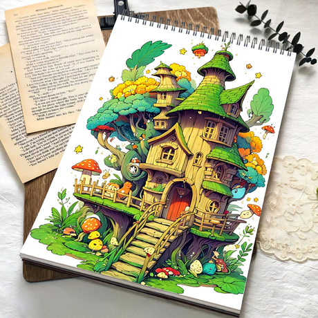 Adult Coloring Books Relaxation Coloring Book for Women Spiral Bound Page One Sided Design Gifts Arts and Crafts for Women to Relax, Anxiety and Depression 30 Colorful Coloring Pages of THE ENCHANTED COTTAGE ADEVIAN