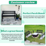 Dkeli Patio Outdoor Bench Park Metal Sturdy Cast Iron Garden Benches Porch Chair Seat Furniture with Armrests 480BLS Bearing Capacity for Park Yard Deck Entryway, Black Dkeli