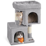 Feandrea Cat Tree, 26.4-Inch Cat Tower, S, Cat Condo for Kittens up to 7 lb, Large Cat Perch, 2 Cat Caves, Scratching Post, Light Gray UPCT611W01 Feandrea