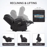 2024 Power Lift Recliner Chair with Full-Body Massage and Heat for Elderly, Hand Remote Control, Upgraded Powerful Motor, Extended Footrest, USB Ports, Stainless Steel Cup Holders, Chenille Grey Trustyue