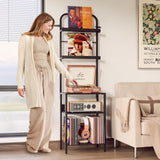 Homsorout Record Player Stand with Vinyl Storage - 5-Tier Turntable Table with Adjustable Feet, Metal & Wood Cabinet - Console Organizer Display Shelf for Living Room, Apartment Homsorout