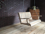 Generic 3FT Cypress Roll Porch Swing Made in USA with Hanging Hardware Apartment Size Swing, Unfinished Natural Wood Tone Generic