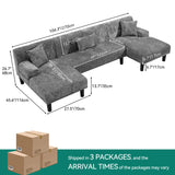 YITAHOMA Sectional Couches for Living Room, U Shaped Sofa Chenille Modern Couch with USB & Type C Charging Ports Double Chaise and Comfy Upholstered, Dark Grey YITAHOME