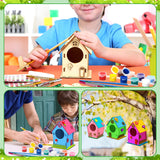VioraWhite 14 Pcs Bird House Crafts Wooden Bird Houses to Paint DIY Birdhouse Kit Wood Building Projects Activities Arts and Crafts Kit Includes Paints Brushes Adults Build Craft VioraWhite