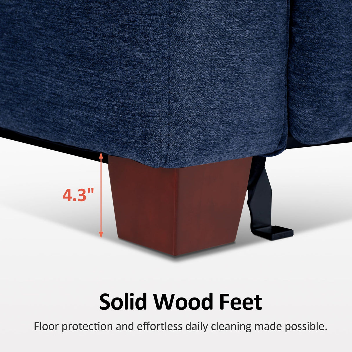 MCombo Zero Wall Recliner Sofa, Power Reclining Sofa, Wall Hugger Power Recliner Sofa with Adjustable Headrest, USB & Type C Ports, for Living Room, Fabric, HL198M3 (Navy Blue, 3-Seater) MCombo