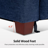 MCombo Zero Wall Recliner Sofa, Power Reclining Sofa, Wall Hugger Power Recliner Sofa with Adjustable Headrest, USB & Type C Ports, for Living Room, Fabric, HL198M3 (Navy Blue, 3-Seater) MCombo