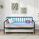 Giantex Black Twin Daybed with Pop-Up Trundle, Charging Station & LED Lights Giantex