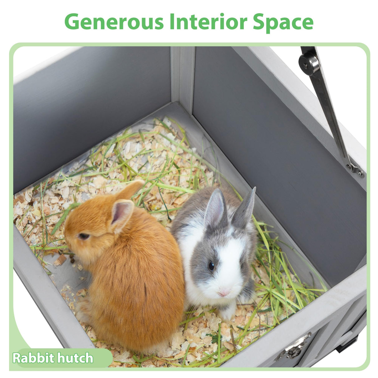 COZIWOW Rabbit Hutch, Outdoor Cat House Weatherproof, Bunny Cage Indoor with Openable, Portable Small Animals Shelters with Nonslip Ramp for Hideout Rabbits/Feral Cats/Chicken/Duck/Small Animals-Gray COZIWOW