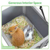 COZIWOW Rabbit Hutch, Outdoor Cat House Weatherproof, Bunny Cage Indoor with Openable, Portable Small Animals Shelters with Nonslip Ramp for Hideout Rabbits/Feral Cats/Chicken/Duck/Small Animals-Gray COZIWOW