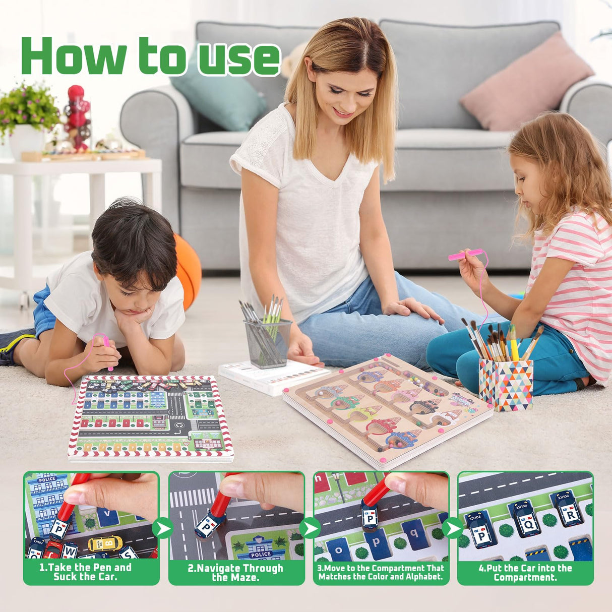 wakeInsa 2 in 1 Magnetic Color and Number Maze,Montessori Toy for 3-6 Years Old,Wooden Magnet Balls Puzzles,Toddler Busy Board Game,Preschool Learning Activities,Christmas & Birthday Gift for Kids wakeInsa