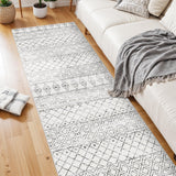 BYYVOO Hallway Runner Rug Washable 2'6"x8': Moroccan Non Slip Runner Rugs Soft Indoor Floor Carpet Low Pile Mat with Rubber Backing for Living Room Kitchen Bedroom 2'6"x8' Geo Grey BYYVOO