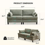 Opiesit 68.9” Loveseat Sofa Couch, Modern Comfy 2 Seat Chenille Couches, Spring Cushions & Solid Wood Frame, Small Couch with LED Light/USB Charging Function for Living Room, Bedroom, Apartment, Cyan Opiesit