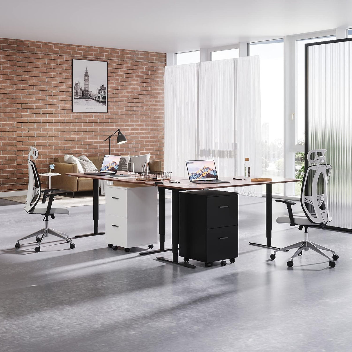 2 Drawer Mobile File Cabinet, Wood Rolling Filing Cabinet Printer Stand Under Desk Storage Organizer Fits Letter Size File Folders for Home Office (Black) Panana