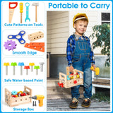 Kids Tool Set with Electric Drill, 39 Pcs Wooden Toddler Play Tool Bench Kits with Tool Box, Montessori STEM Educational Pretend Construction Toy for 3 4 5 6 Year Old Boys Girls Birthday Gifts BAODLON