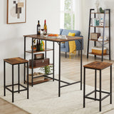IBUYKE 40” Rustic Brown Bar Table with 3 Storage Shelves - Versatile High Dining and Standing Desk IBUYKE