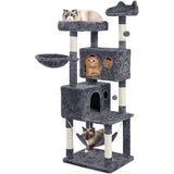 Yaheetech 64.5in Extra Large Multi-Level Cat Tree Kittens Play House Condo with Platform, Perch Hammock & Scratching Posts, Dark Gray Yaheetech