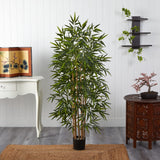 Nearly Natural 64in Bamboo Tree, Fake Bamboo Plants with 7 Natural Trunks, 5.3ft Tall Faux Plants for Indoor Home Decor with 1040 Realistic Fake Leaves Nearly Natural