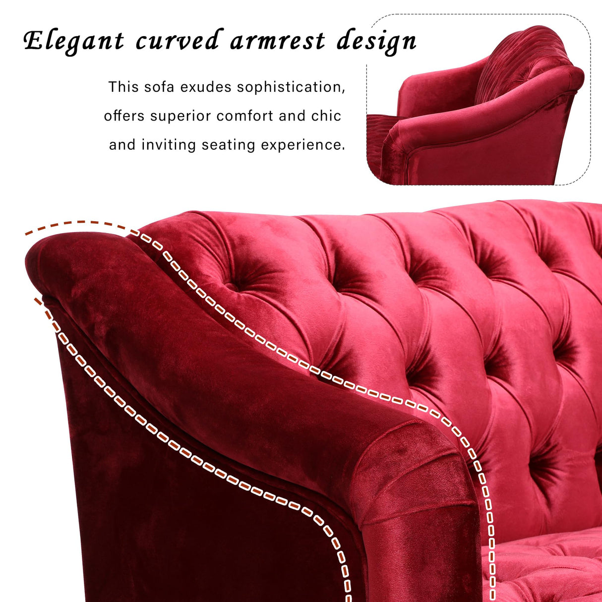 Christopher Knight Home Minxi Velvet Sofa Couch, Home Sofa Living Room with Birch Wood Legs, Comfort Modern 3 Seater Couch with Button Tufted Diamond Stitch, Luxury Chaise Lounge Chair, Wine Red Christopher Knight Home