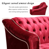 Christopher Knight Home Minxi Velvet Sofa Couch, Home Sofa Living Room with Birch Wood Legs, Comfort Modern 3 Seater Couch with Button Tufted Diamond Stitch, Luxury Chaise Lounge Chair, Wine Red Christopher Knight Home