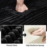 Boneless Modular Sectional Sofa, Cloud Couch with Right Facing Chaise, Oversized Deep Seat, L-Shaped, Soft Corduroy Fabric, Sectional Couch for Living Room -Black NMXUXMN