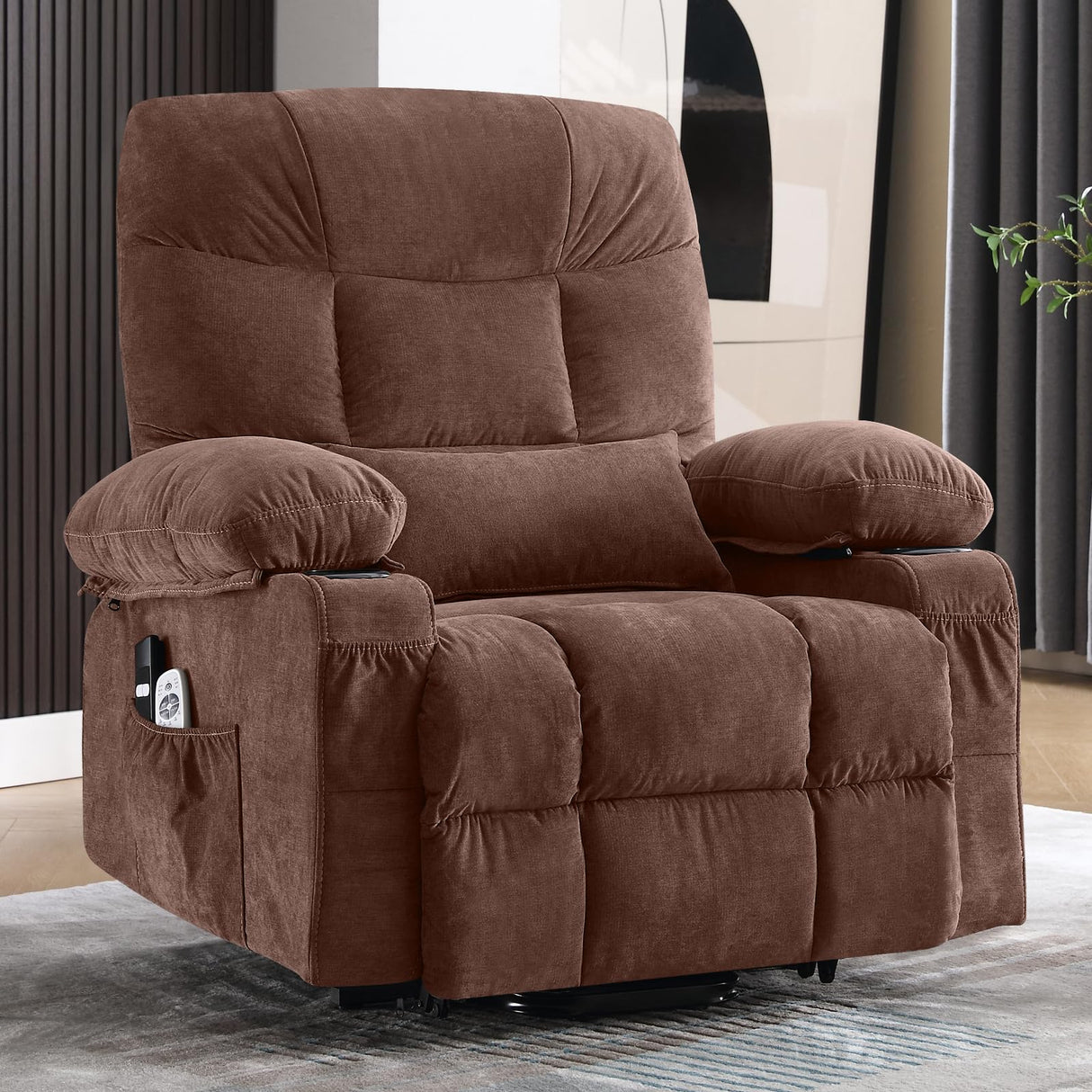 BOSMILLER Power Lift Recliner Chair for Elderly with Heat and Vibration Massage,Electric Recliner with USB Charging Port for Living Room, Infinite Position, Side Pocket BOSMILLER