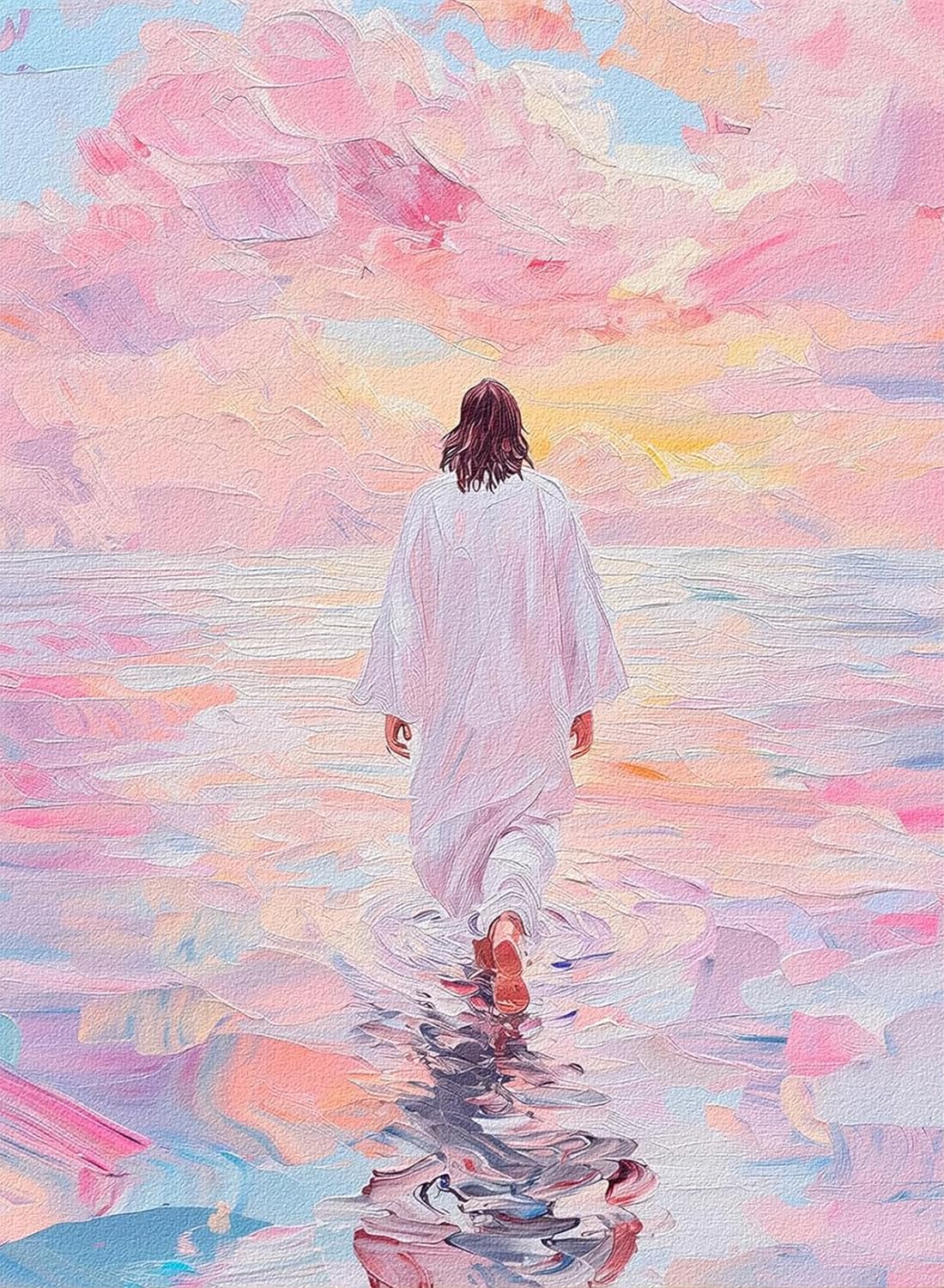Paint by Numbers for Adults and Kids, Pink Wall Art Religious Christian Painting by Number Kits On Canvas, Jesus Number Artist Paint by Number Kit Funny DIY, Home Wall Decor, Gifts 10X13.78in BAWKENTON