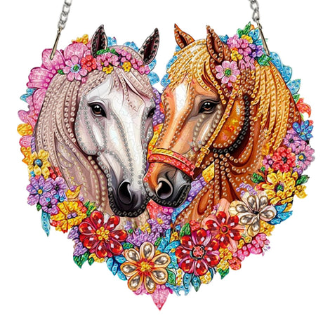 Auremi Horse Diamond Painting Pendant Kits,5D Animal Diamond Art Hanging Kits,DIY Special Shaped Diamonds Painting Suncatcher Pendant Kit for Adults for Gift Wall Home Decor Auremi