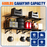 CVGFDR 2x6ft Garage Wall Shelving, 600BLS Heavy Duty Garage Shelving Wall Mounted, Floating Shelves, Storage Shelves, Easy Assembly Pallet Racking, Metal Rack for Kitchen, Basement, Black CVGFDR