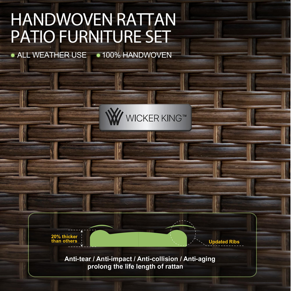 PHI VILLA 9-Piece Outdoor Sectional Porch Furniture Set, Outdoor Wicker Rattan Sofa Patio Set for 9 Seats with Cushions, Blue PHI VILLA