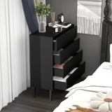 TaoHFE Black 4 Drawer Dresser for Bedroom,Wood Lingerie Chest of Drawers for Bedroom,Modern 36inch Tall Black Dresser for Bedroom Living Room, Entryway, Cloakroom(Black, 4 Drawer) TaoHFE
