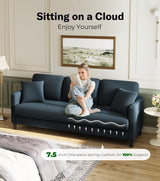 Welzona 83" Sofa Couch, Comfy Couches for Living Room, Teddy Fleece Sofas for Living Room, Tool-Free Setup Loveseat Sofa, All-Wood Love Seat Couches, Small Couch 2 Pillow Included, Blue Grey Welzona