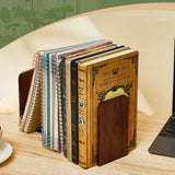 Eaasty 4 Pairs Wood Book Ends Walnut Bookends 5.2 x 3.2 x 4.2 Inches Sturdy Book Stoppers Book Holder Office Desk Decor Wood Desk Accessories Large Office Book Stand for Books, Decorative Book Shelf Eaasty