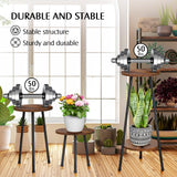 YENGOTH 2 Pack Indoor Plant Stand, Mid-Century Wooden Style Plant Holder, Indoor Outdoor Flower Stand,Small Round Table, Two Different Sizes(Black) YENGOTH