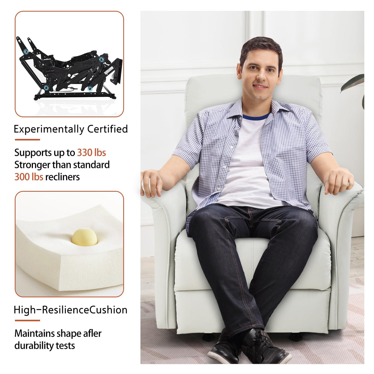 Manual Rocker Recliner Chair for Adults – Perfect for Small Spaces, PU Leather Nursery Glider, Ideal for Home Theater, Living Room, and Bedroom YJSPSSW