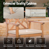 Werph Outdoor Patio Furniture Set, 4 Piece Patio Sofa Bench and 2 Single Sofa Chairs with Table & Padded Cushions, Acacia Wood Outdoor Patio Lounge Conversation Set for Deck Backyard Balcony Werph