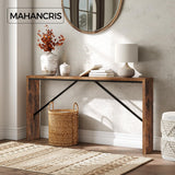 MAHANCRIS Console Table, 62.2" Long Sofa Table Behind Couch, Narrow Entryway Table, Farmhouse Dining Table with Angled Metal Frame, Industrial Console Table for Entryway, Rustic Brown CTHR15801Z MAHANCRIS
