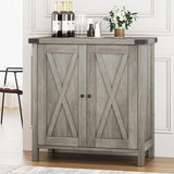 IDEALHOUSE Buffet Cabinet Farmhouse Storage Cabinet with Doors and Shelves, Buffets and Sideboards Entryway Cabinet with Storage Accent Console Cabinet for Living Room, Dining Room (Rustic Grey) IDEALHOUSE